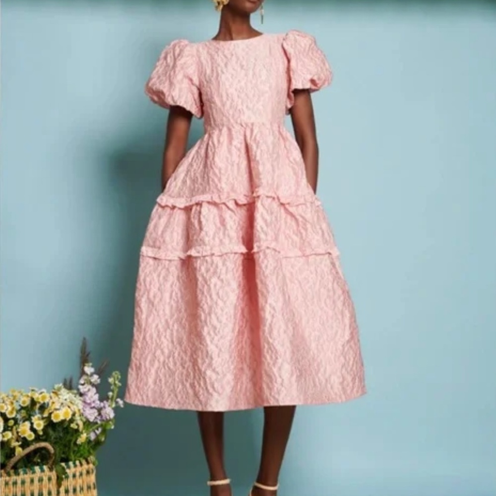 DREAM Sister Jane Papaya Jacquard Midi Dress